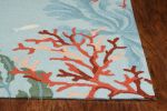 2' X 4' Blue Red And Pink Fish and Coral Hand Tufted Area Rug