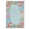 2' X 4' Blue Red And Pink Fish and Coral Hand Tufted Area Rug