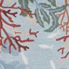 8' Blue Red And Pink Fish and Coral Hand Hooked Runner Rug