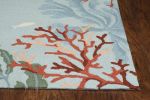 3' X 5' Blue Red And Pink Fish and Coral Hand Hooked Area Rug