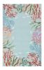 3' X 5' Blue Red And Pink Fish and Coral Hand Hooked Area Rug