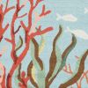 3' X 5' Blue Red And Pink Fish and Coral Hand Hooked Area Rug