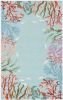 5' X 8' Blue Red And Pink Fish and Coral Hand Tufted Area Rug