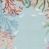 5' X 8' Blue Red And Pink Fish and Coral Hand Tufted Area Rug