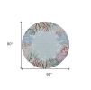 8' Blue Red And Pink Fish and Coral Hand Tufted Round Rug