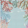8' X 10' Blue Red And Pink Fish and Coral Hand Tufted Area Rug