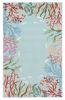 8' X 10' Blue Red And Pink Fish and Coral Hand Tufted Area Rug