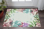 2' X 4' Blue Red And Green Fish and Coral Hand Tufted Area Rug