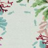 2' X 4' Blue Red And Green Fish and Coral Hand Tufted Area Rug