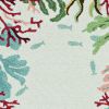 7' Blue Red And Green Fish and Coral Hand Hooked Runner Rug