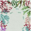7' Blue Red And Green Fish and Coral Hand Hooked Runner Rug