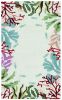 3' X 5' Blue Red And Green Fish and Coral Hand Tufted Area Rug