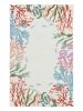 5' X 7' Ivory Red And Pink Fish and Coral Hand Tufted Area Rug