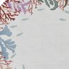 8' Ivory Red And Pink Fish and Coral Hand Hooked Round Rug