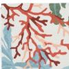 8' X 10' Ivory Red And Pink Fish and Coral Hand Hooked Area Rug