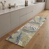 8' Green Pink And Purple Wool Tropical Botanical Hand Tufted Runner Rug