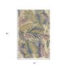 3' X 5' Green Pink And Purple Wool Tropical Botanical Hand Tufted Area Rug
