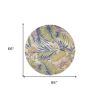 6' Green Pink And Purple Wool Tropical Botanical Hand Tufted Round Rug