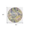 8' Green Pink And Purple Wool Tropical Botanical Hand Tufted Round Rug