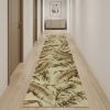 10' Brown Green And Red Wool Tropical Botanical Hand Tufted Runner Rug