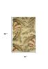 5' X 8' Brown Green And Red Wool Tropical Botanical Hand Tufted Area Rug