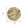 5' Brown Green And Red Wool Tropical Botanical Hand Tufted Round Rug