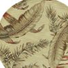 8' Brown Green And Red Wool Tropical Botanical Hand Tufted Round Rug