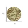 8' Brown Green And Red Wool Tropical Botanical Hand Tufted Round Rug