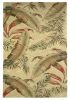9' X 12' Brown Green And Red Wool Tropical Botanical Hand Tufted Area Rug