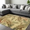 9' X 12' Brown Green And Red Wool Tropical Botanical Hand Tufted Area Rug