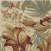5' X 8' Ivory Green And Red Wool Tropical Botanical Hand Tufted Area Rug