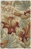 5' X 8' Ivory Green And Red Wool Tropical Botanical Hand Tufted Area Rug