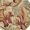 6' Ivory Green And Red Wool Tropical Botanical Hand Tufted Round Rug