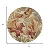 8' Ivory Green And Red Wool Tropical Botanical Hand Tufted Round Rug