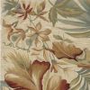 8' X 10' Ivory Green And Red Wool Tropical Botanical Hand Tufted Area Rug