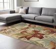 8' X 10' Ivory Green And Red Wool Tropical Botanical Hand Tufted Area Rug