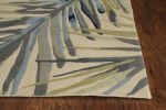 10' Ivory Blue And Green Wool Tropical Botanical Hand Tufted Runner Rug