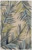 4' X 6' Ivory Blue And Green Wool Tropical Botanical Hand Tufted Area Rug