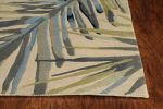 4' X 6' Ivory Blue And Green Wool Tropical Botanical Hand Tufted Area Rug
