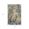 4' X 6' Ivory Blue And Green Wool Tropical Botanical Hand Tufted Area Rug