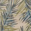 5' Ivory Blue And Green Wool Tropical Botanical Hand Tufted Round Rug