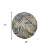 8' Ivory Blue And Green Wool Tropical Botanical Hand Tufted Round Rug