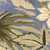 10' Blue Beige And Green Wool Tropical Botanical Hand Tufted Runner Rug