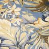 3' X 5' Blue Beige And Green Wool Tropical Botanical Hand Tufted Area Rug