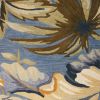 9' X 12' Blue Beige And Green Wool Tropical Botanical Hand Tufted Area Rug