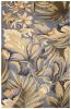 9' X 12' Blue Beige And Green Wool Tropical Botanical Hand Tufted Area Rug