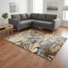 9' X 12' Blue Beige And Green Wool Tropical Botanical Hand Tufted Area Rug