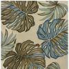 5' X 8' Brown Blue And Green Wool Tropical Botanical Hand Tufted Area Rug