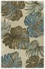 8' X 10' Brown Blue And Green Wool Tropical Botanical Hand Tufted Area Rug