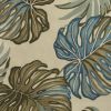 9' X 12' Brown Blue And Green Wool Tropical Botanical Hand Tufted Area Rug
